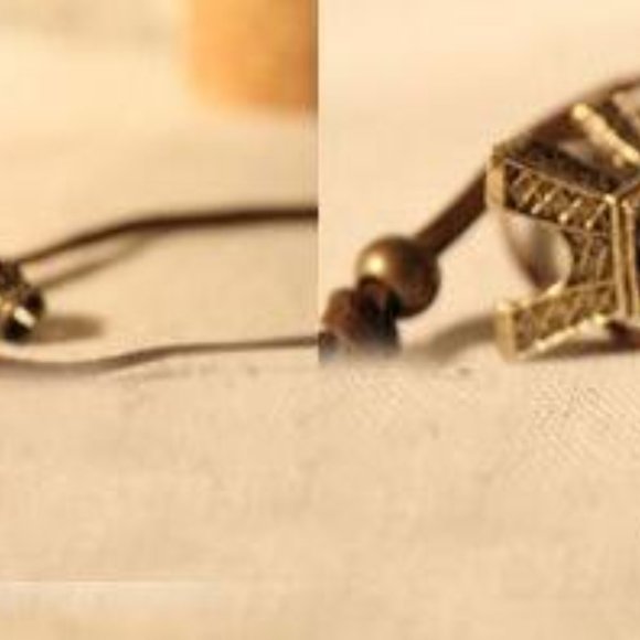 Eiffel Tower Paris Necklace Leather Cord - Picture 6 of 9
